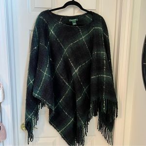 Ralph Lauren black watch plaid poncho